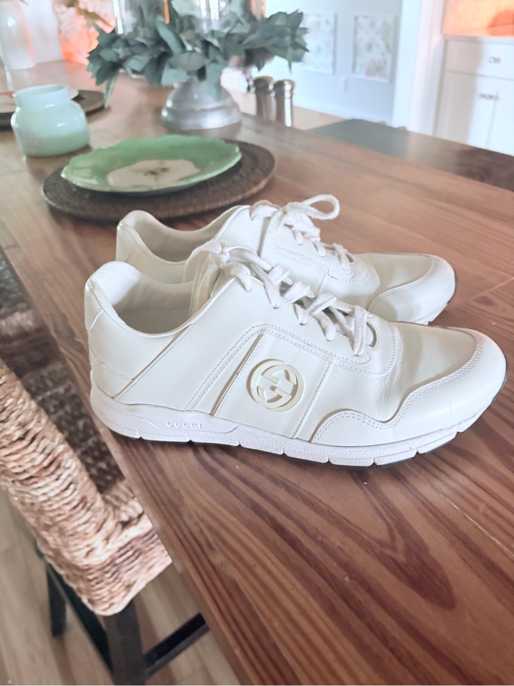 Gucci Off-White Leather Logo Sneakers